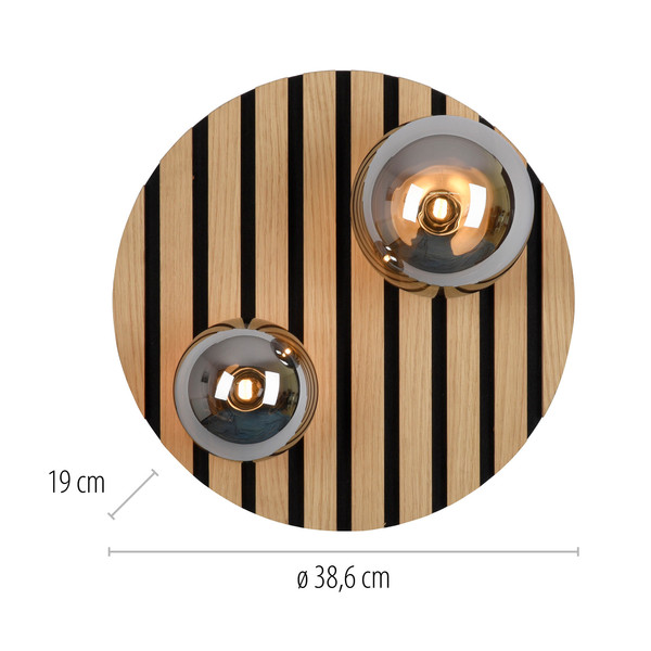 JUST LIGHT GERDA STIKA Deckenleuchte G9 max. 5W 2-fach Holz-natur 15208-79