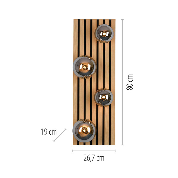 JUST LIGHT GERDA STIKA Deckenleuchte G9 max. 5W 4-fach Holz-natur 15209-79