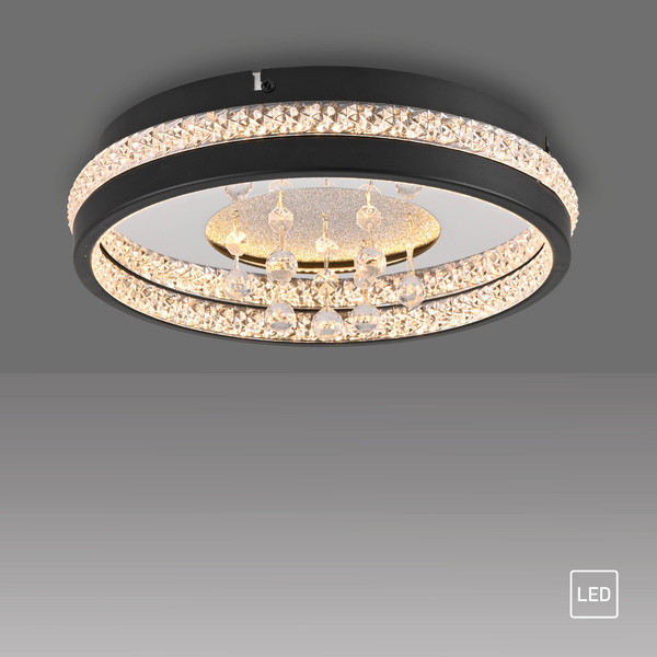 JUST LIGHT HANNI LED Deckenleuchte Warmweiss 20W schwarz 15217-18