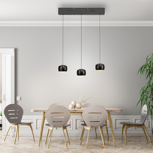 JUST LIGHT BALLINI LED Pendelleuchte Warmweiss Dimmbar 15,6W 3-fach schwarz 15261-18