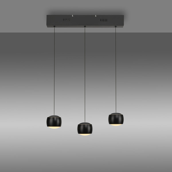 JUST LIGHT BALLINI LED Pendelleuchte Warmweiss Dimmbar 15,6W 3-fach schwarz 15261-18