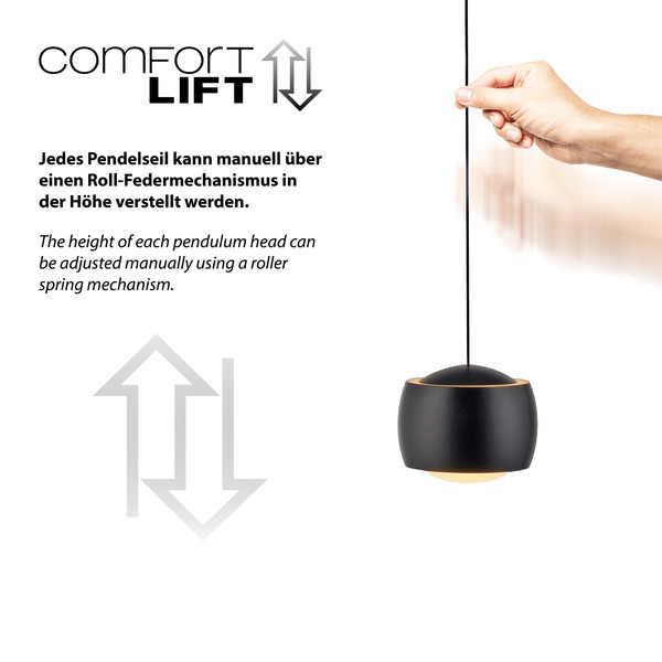 JUST LIGHT BALLINI LED Pendelleuchte Warmweiss Dimmbar 15,6W 3-fach schwarz 15261-18