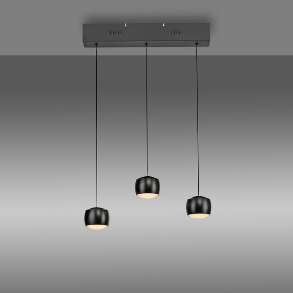 JUST LIGHT BALLINI LED Pendelleuchte Warmweiss Dimmbar 15,6W 3-fach schwarz 15261-18