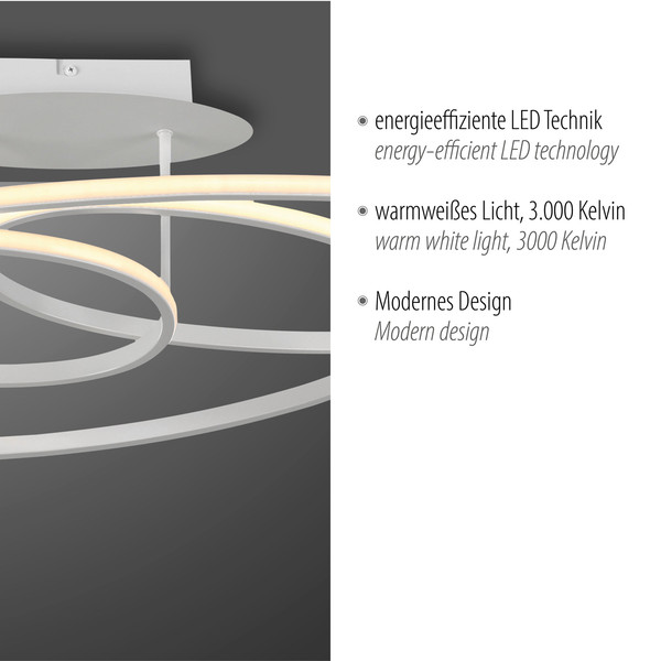 JUST LIGHT LUMACA LED Deckenleuchte Warmweiss 33W weiss 15321-16