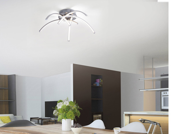 JUST LIGHT VALERIE LED Deckenleuchte Warmweiss 18,5W 5-fach stahl 15340-55
