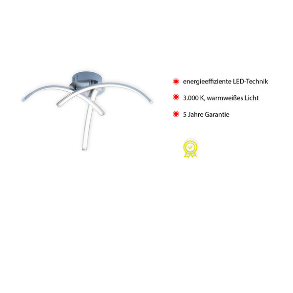 JUST LIGHT VALERIE LED Deckenleuchte Warmweiss 10,2W 3-fach stahl 15341-55