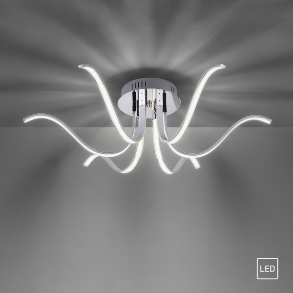 JUST LIGHT VALERIE LED Deckenleuchte Warmweiss 27W 6-fach chrom 15342-17