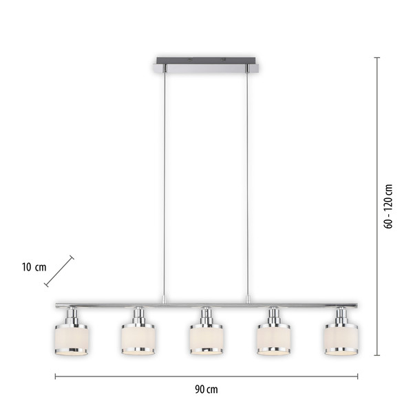 JUST LIGHT ACCOR Pendelleuchte E14 max. 25W 5-fach chrom 15375-17