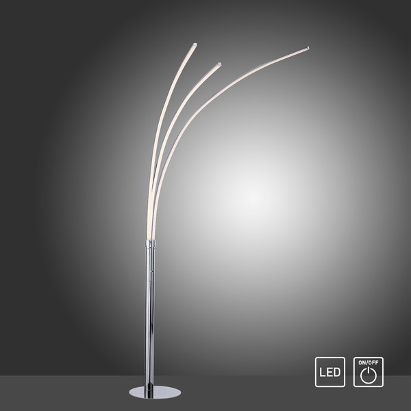 JUST LIGHT MAJA LED Stehleuchte Warmweiss 18,6W 3-fach chrom 15383-55