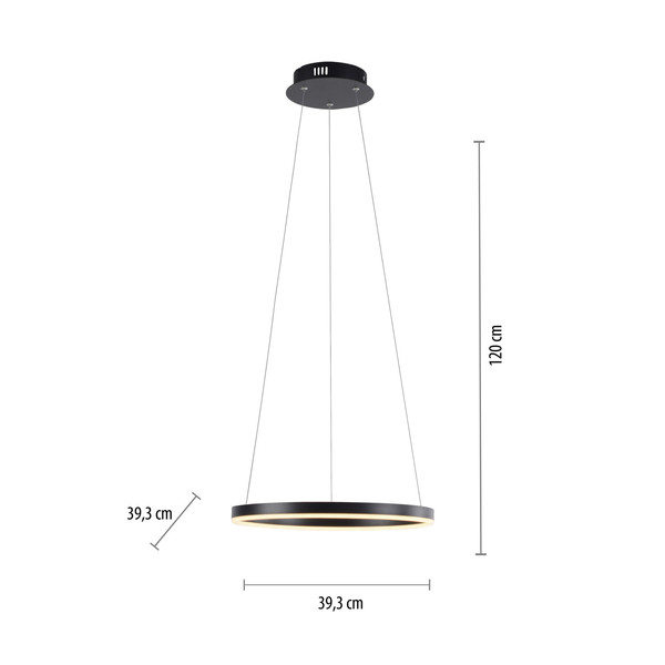 JUST LIGHT RITUS LED Pendelleuchte Warmweiss Dimmbar 20W anthrazit 15393-13