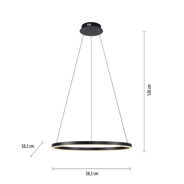JUST LIGHT RITUS LED Pendelleuchte Warmweiss Dimmbar 28W anthrazit 15394-13
