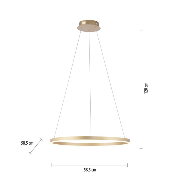 JUST LIGHT RITUS LED Pendelleuchte Warmweiss Dimmbar 28W messingmatt 15394-60