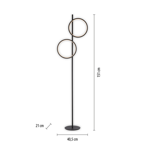 JUST LIGHT MINI RITUS LED Stehleuchte Warmweiss 21W 2-fach schwarz 15396-18