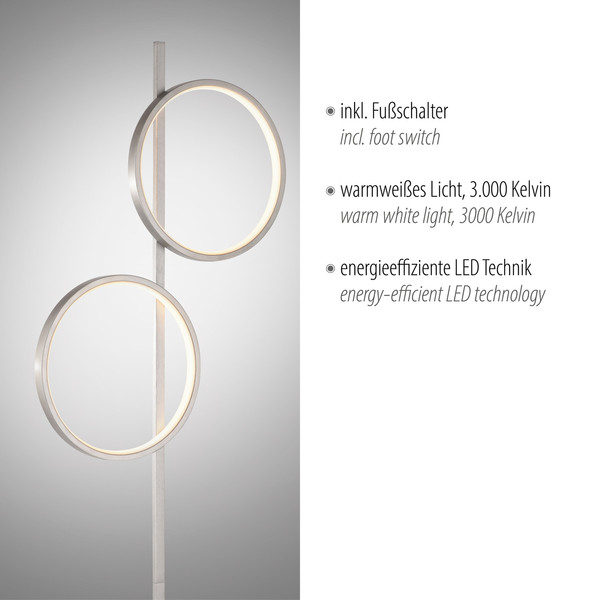 JUST LIGHT MINI RITUS LED Stehleuchte Warmweiss 21W 2-fach silber 15396-21