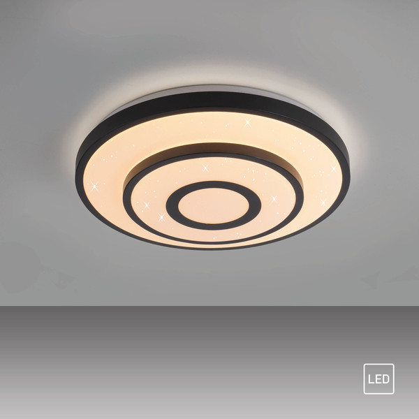 JUST LIGHT TURANUS LED Deckenleuchte Warmweiss 17W schwarz 15454-18