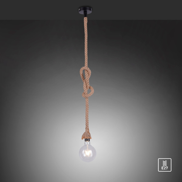 JUST LIGHT ROPE Pendelleuchte E27 max. 15W schwarz 15481-18