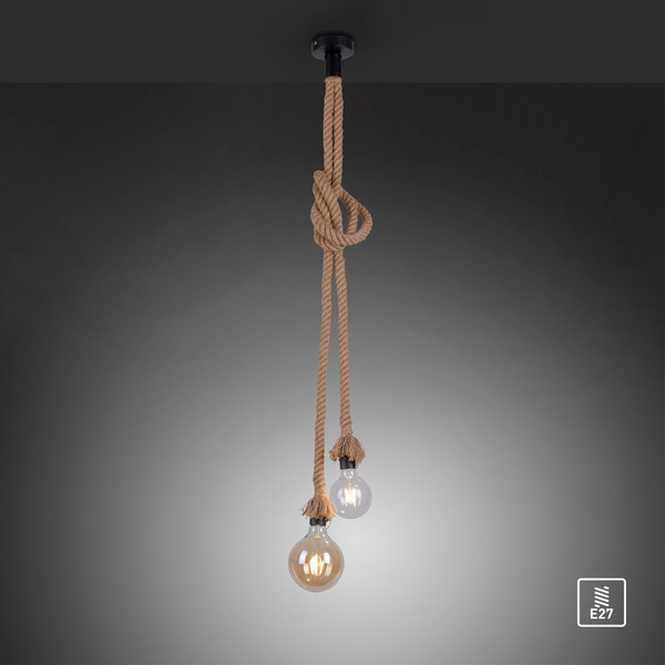 JUST LIGHT ROPE Pendelleuchte E27 max. 15W 2-fach schwarz 15482-18