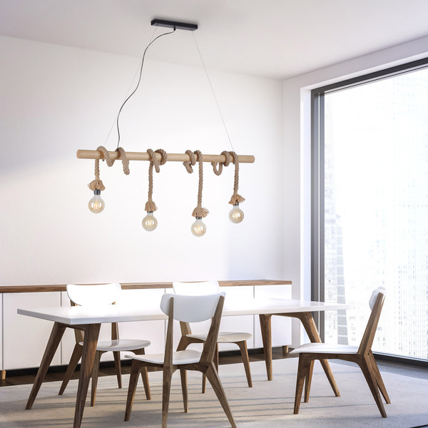 JUST LIGHT ROPE Pendelleuchte E27 max. 15W 4-fach schwarz 15483-18