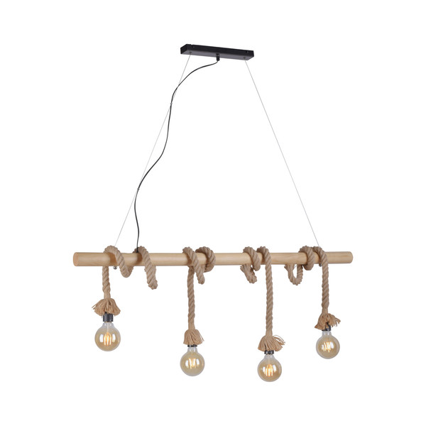 JUST LIGHT ROPE Pendelleuchte E27 max. 15W 4-fach schwarz 15483-18