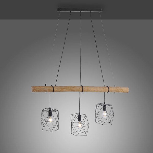 JUST LIGHT EDGAR Pendelleuchte E27 max.180W 3-fach schwarz 15503-18