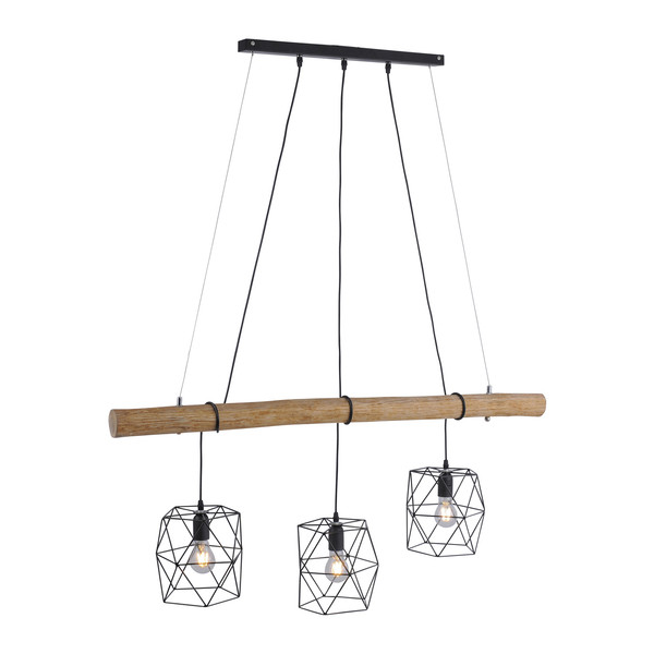 JUST LIGHT EDGAR Pendelleuchte E27 max.180W 3-fach schwarz 15503-18