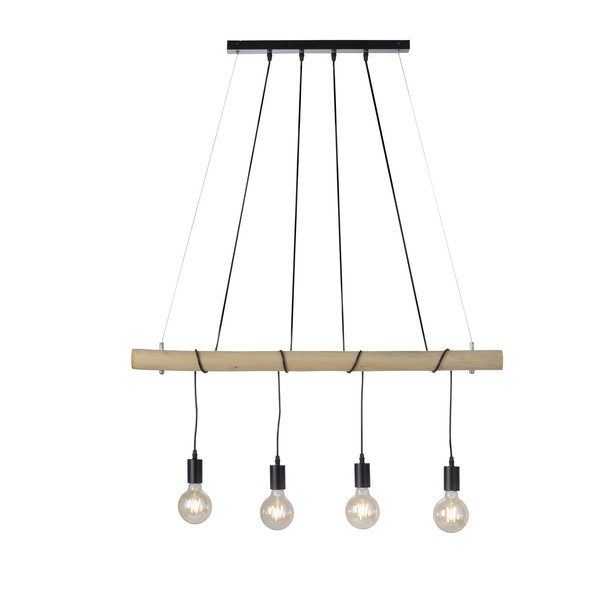 JUST LIGHT TERO Pendelleuchte E27 Warmweiss Dimmbar max.16W 4-fach schwarz 15505-18