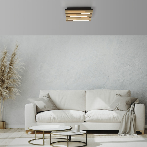 JUST LIGHT AKUSTIK LED Deckenleuchte Warmweiss 10W Holz-natur 15590-79