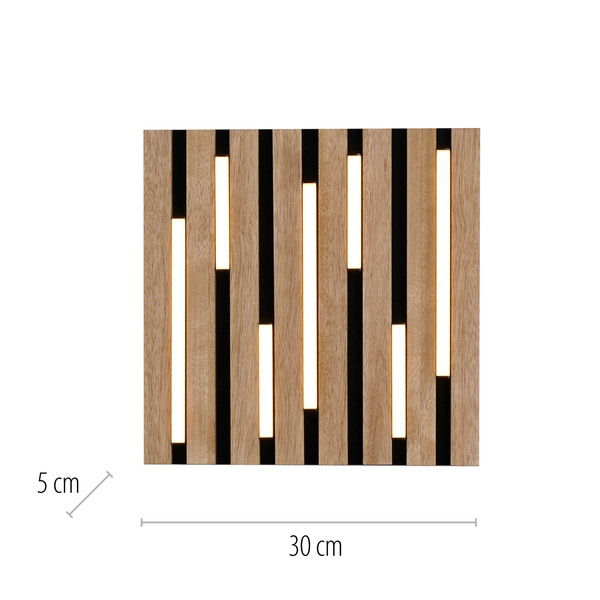 JUST LIGHT AKUSTIK LED Deckenleuchte Warmweiss 10W Holz-natur 15590-79