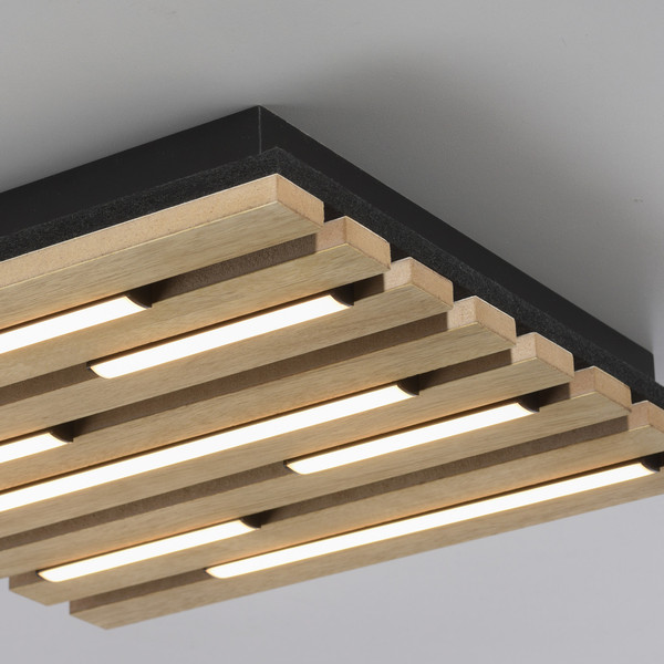 JUST LIGHT AKUSTIK LED Deckenleuchte Warmweiss 10W Holz-natur 15590-79