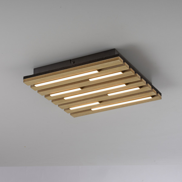 JUST LIGHT AKUSTIK LED Deckenleuchte Warmweiss 10W Holz-natur 15590-79