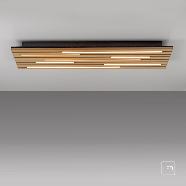 JUST LIGHT AKUSTIK LED Deckenleuchte Warmweiss 25W Holz-natur 15591-79
