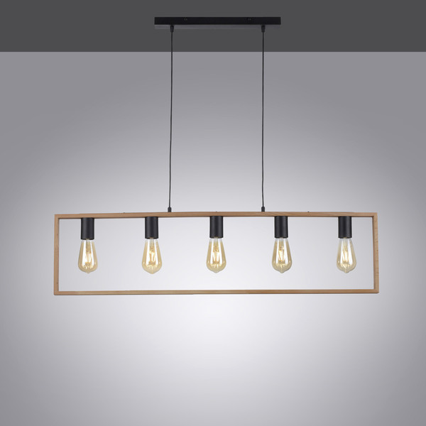 JUST LIGHT FRANKY Pendelleuchte E27 max. 60W 5-fach schwarz 15653-18