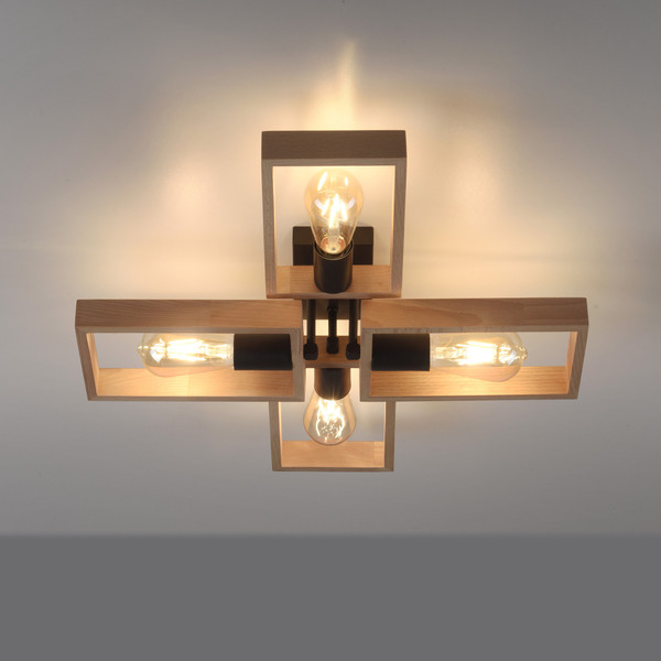 JUST LIGHT FRANKY Deckenleuchte E27 max. 60W 4-fach schwarz 15656-18