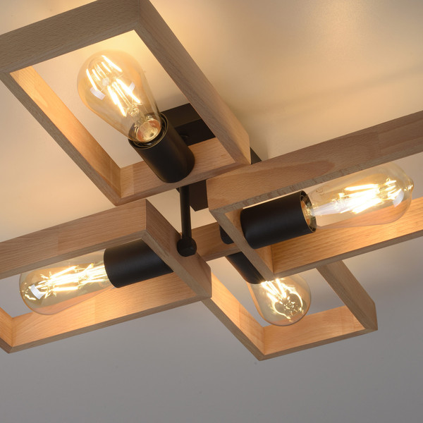 JUST LIGHT FRANKY Deckenleuchte E27 max. 60W 4-fach schwarz 15656-18