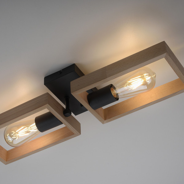 JUST LIGHT FRANKY Wand- und Deckenleuchte E27 max. 60W 2-fach schwarz 15657-18