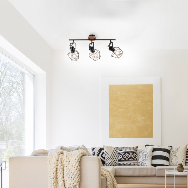 JUST LIGHT JARO Wand- und Deckenleuchte E27 max. 60W 3-fach Holz-natur 15673-78