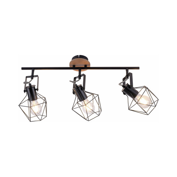 JUST LIGHT JARO Wand- und Deckenleuchte E27 max. 60W 3-fach Holz-natur 15673-78