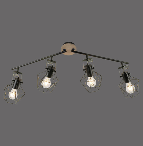 JUST LIGHT JARO Deckenleuchte E27 max. 60W 4-fach Holz-natur 15674-78