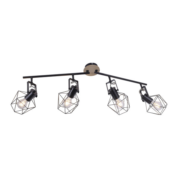 JUST LIGHT JARO Deckenleuchte E27 max. 60W 4-fach Holz-natur 15674-78