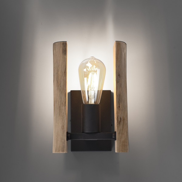 JUST LIGHT LOG Wandleuchte E27 max. 10W Holz-natur 15701-79