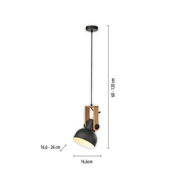 JUST LIGHT CUP 2.0 Pendelleuchte E27 max. 60W schwarz 15741-18