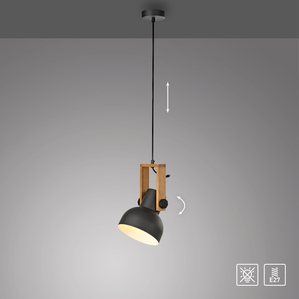 JUST LIGHT CUP 2.0 Pendelleuchte E27 max. 60W schwarz 15741-18