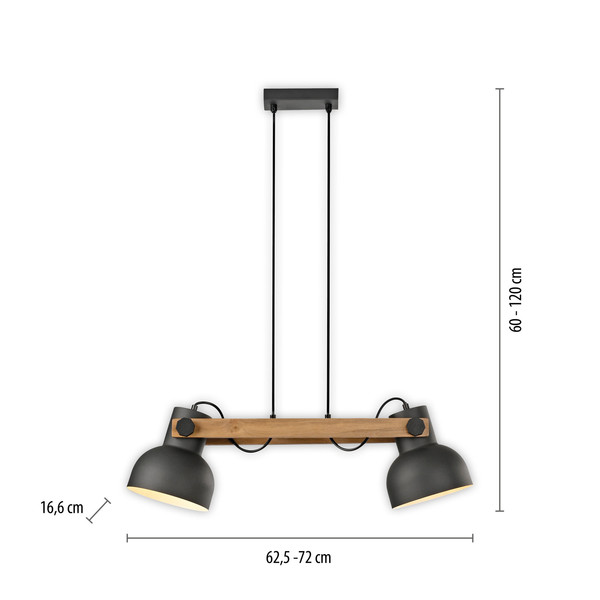 JUST LIGHT CUP 2.0 Pendelleuchte E27 max. 60W 2-fach schwarz 15742-18