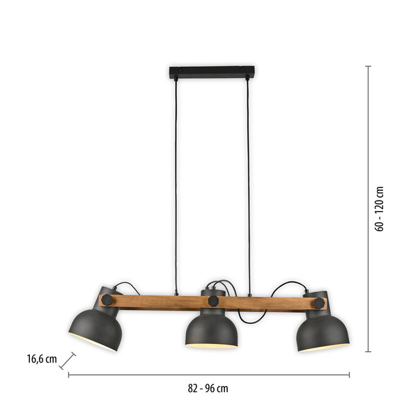 JUST LIGHT CUP 2.0 Pendelleuchte E27 max. 60W 3-fach schwarz 15743-18