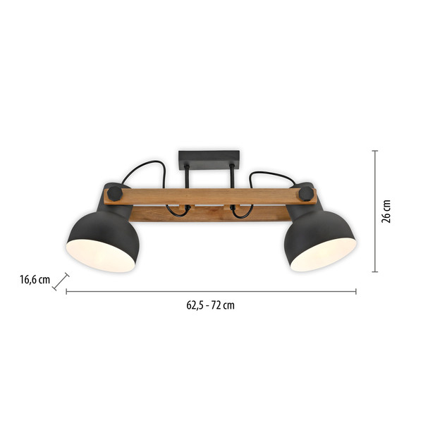 JUST LIGHT CUP 2.0 Deckenleuchte E27 max. 60W 2-fach schwarz 15744-18