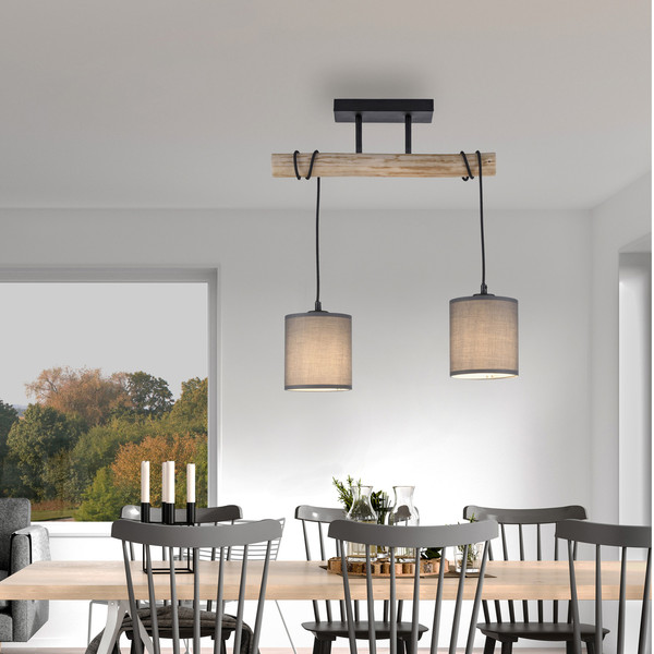 JUST LIGHT GERDA TRIBU Deckenleuchte E27 max. 10W 2-fach taupe 15782-29