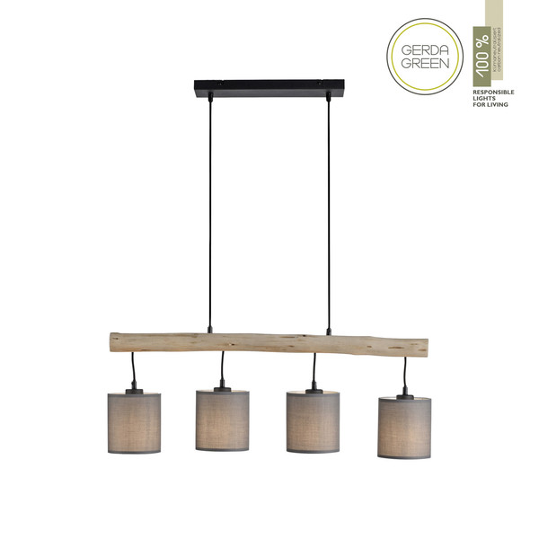 JUST LIGHT GERDA TRIBU Pendelleuchte E27 max. 10W 4-fach taupe 15783-29