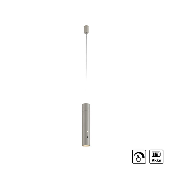 JUST LIGHT ATTACH LED AKKU-Pendelleuchte Warmweiss Dimmbar 3W greige 18281-40