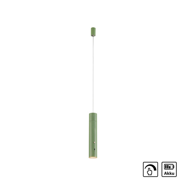 JUST LIGHT ATTACH LED AKKU-Pendelleuchte Warmweiss Dimmbar 3W grün 18281-43