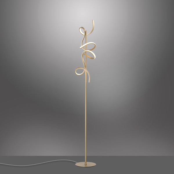 JUST LIGHT CURLS LED Stehleuchte Warmweiss Dimmbar 22W 2-fach messingmatt 19031-60